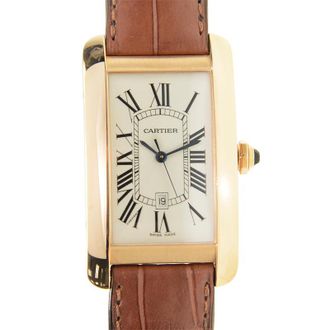 Cartier Pre-owned Cartier Tank Americaine Ivory Guilloche Dial Mens Watch W2609156