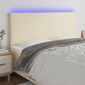 vidaXL Cabecero Con Luces Led Cuero Sint&eacute;tico Crema 160x5x118/128 Cm Vidaxl