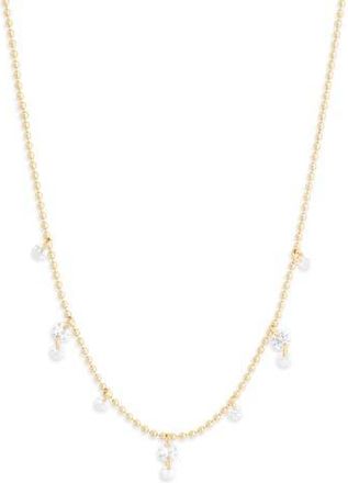 Nordstrom Rack Cubic Zirconia Charm Ball Chain Necklace in Clear- Gold at Nordstrom Rack