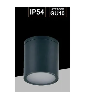 Trade Shop Trade Shop Traesio - Trade Shop - Applique Da Soffitto A Cilindro Esterno Moderno Lampada Plafoniera Gu10 Ip54 H94 - Negro