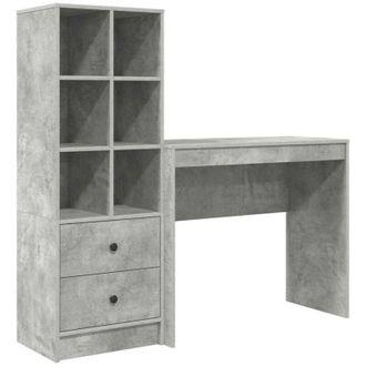 vidaXL Escritorio Con Almacenamiento Con Caj&oacute;n 2 Pcs Gris Concreto Vidaxl