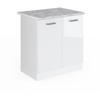 Vicco Mobile lavello cucina R-Line, Bianco lucido, 80 cm, pl Marmo