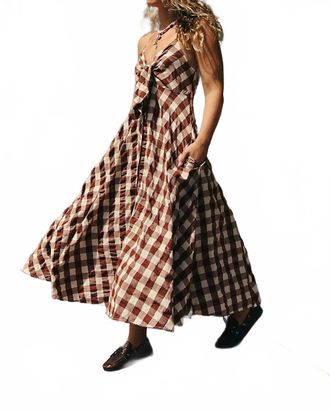 Free People Via Midi Dress In Brown Combo Everly