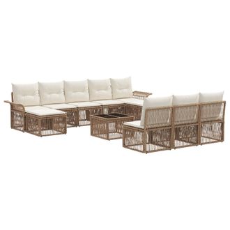 vidaXL Conjunto De Sof&aacute;s De Jard&iacute;n 11 Pcs Beige Rat&aacute;n Sint&eacute;tico Vidaxl
