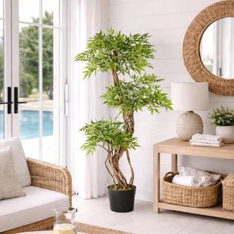Leaf 140cm Realistic Artificial Japanese Fruticosa Tree Ficus Tree in Green