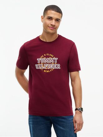 Tommy Hilfiger Mens Circle Varsity Logo T-Shirt - Burgundy - XL