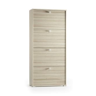 Dmora Zapatero Rosa, Mueble De Entrada Polivalente Con 4 Puertas Abatibles, Zapatero De Doble Profundidad, 100% Made In Italy, Cm 67x28h147, Olmo, Con Embal