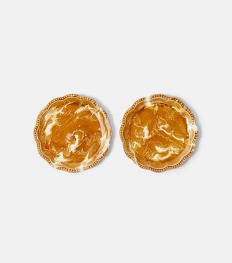 Cabana Marbled set of 2 ceramic dessert plates