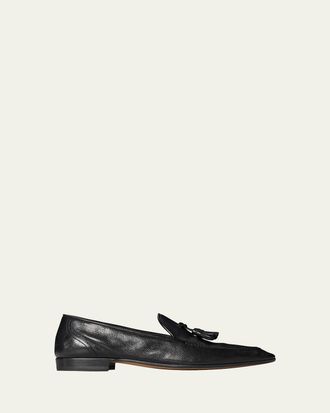 The Row Mens Caden Grained Leather Tassel Loafers