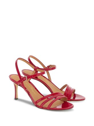 Ferragamo Patent Leather High-Shine Heel Sandal - Red