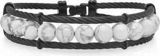 Alór Mens Gemstone Bead Bracelet In Black & Howlite