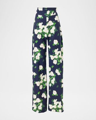 Carolina Herrera Diane High-Rise Floral Wide-Leg Pants