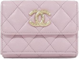 Chanel Pink Grained Calfskin Wallet (Tri-Fold) (Pre-Owned)
