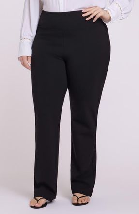 NYDJ Sculpt-Her Pull-On Straight Leg Ponte Pants in Black at Nordstrom, Size 1X