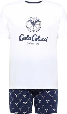 Carlo Colucci Shorty Pyjamaset - Heren - Pyjama - Wit - L - Katoen - Nachtkleding