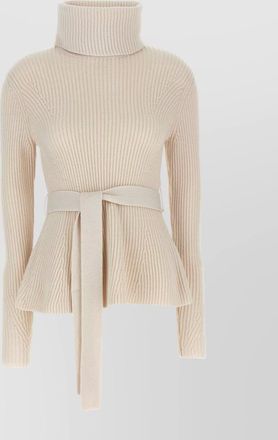 Zimmermann wool high-neck belted peplum sweater