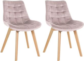 Clp Clp - Set De 2 Sillas De Comedor Brook En Terciopelo Rosado