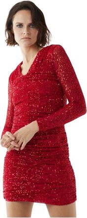 Silvian Heach Korte- aansluitende jurk met micro pailletten - Dames - Feestkleedjes - Rood - XS - Pailletten - Kleedjes