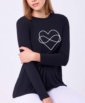 French Kyss Infinity Heart Detail Top In Black/ivory