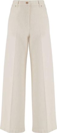 Aspesi Hoge taille katoenen broek wit losse pasvorm - Dames - Loose Fit Jeans - Wit - W27 - Katoen - Jeans