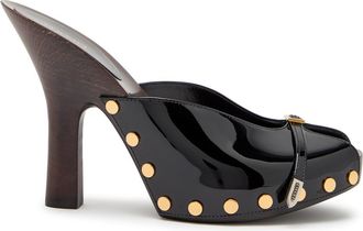 Versace 105 Stud-embellished Wooden and Patent Leather Mules - Black - 41 (IT41 / UK8)