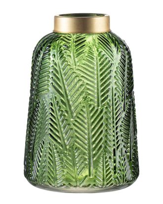 A&B Home 9.5In Fern Leaf Glass Vase