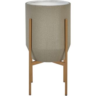 Beliani Elevated Plant Pot HYBRIDUM Metal 33 cm Grey