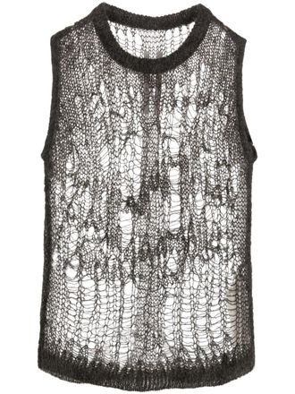 Rick Owens Spider open-knit tank top - women - Polyamide/Mohair/Wool - L - Grey