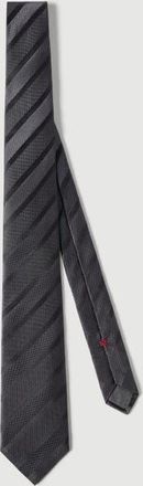 Brunello Cucinelli Texured tone-on-tone stripe silk tie in Dark Grey at Nordstrom