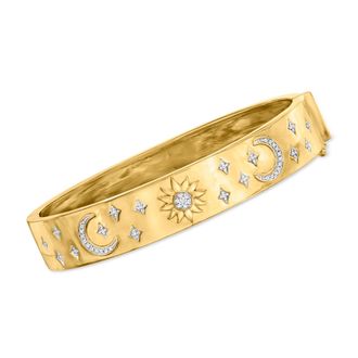 Ross-Simons Diamond Celestial Bangle Bracelet in 18kt Gold Over Sterling