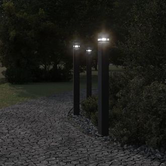 Berkfield Home Outdoor Floor Lamps with Outlet 3pcs Black 110 cm Aluminium