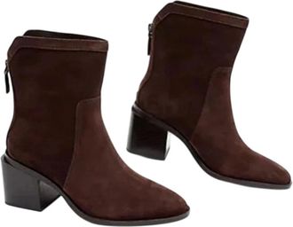 Vince Camuto Kortimy Boots WomensBrown Suede Block Heel Ankle Bootie HTAT1413