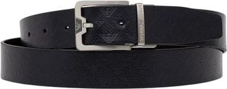 Emporio Armani Leren riem met twee zijden - Heren - Riemen - Blauw - ONE Size - Leer - Accessoires