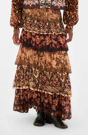 Farm Rio Mixed Scarf Print Tiered Ruffle Maxi Skirt in Mixed Scarves at Nordstrom Rack, Size X-Small