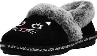 Skechers Womens, BOBS Too Cozy - Meow Pajamas Slipper - Wide Width Black 8 W