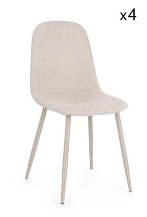 Konte Design Lote de 4 sillas de tela beige y acero