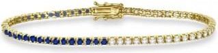 Allurez Lab Grown Diamond & Blue Sapphire Eternity Tennis Bracelet 14K Yellow Gold (4.29ct)
