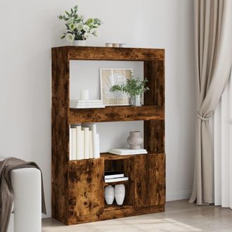 Berkfield Home Highboard&not;Smoked Oak 92x33x140 cm Engineered Wood in Brown | Size: 92 x 33 x 140 cm
