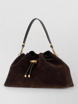 Jimmy Choo London suede bucket bag bon gold hardware top handle