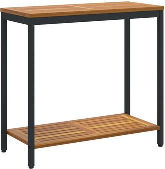 vidaXL Mesa De Exterior Con Estante Natural Y Negro 80 X 35 X 75 Cm Vidaxl