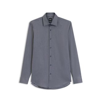BOSS Slim-fit shirt in a thermoregulating structured cotton blend