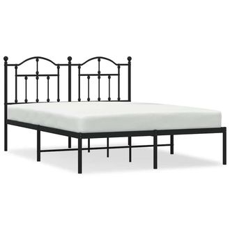 Berkfield Home Metal Bed Frame with Headboard Black 140x190 cm