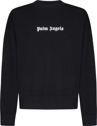 Palm Angels Black Crew Neck Sweatshirt With Contrast Logo