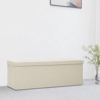 vidaXL Vidaxl - Banco De Almacenamiento Plegable Lino Sint&eacute;tico Crema Blanco