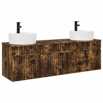 vidaXL Juego De Muebles De Ba&ntilde;o 3 Uds. Roble Ahumado 49 X 44,5 X 65 Cm Vidaxl