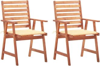 vidaXL Vidaxl - Sillas Comedor De Jard&iacute;n Y Cojines 2 Uds Madera Maciza Acacia