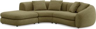 Castlery Fable Single Arm Sectional Sofa Left Facing Customized, Performance Boucle Moss, Spill Resistant, Ultra Deep Seats for Castlery