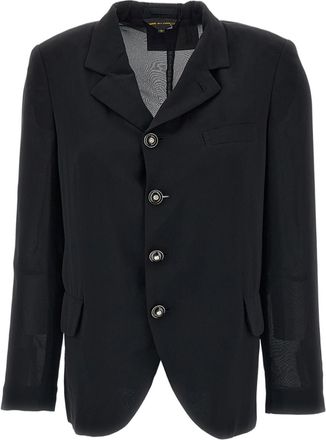 Comme Des Gar&ccedil;ons Black Jewel Button Semi-Sheer Blazer