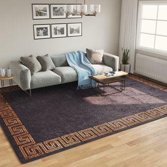 vidaXL Vidaxl - Alfombra Lavable Antideslizante Negro Y Dorado 400x300 Cm