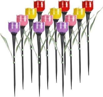 OEM L&aacute;mparas Solares Decorativas Al Aire Libre 12 L&aacute;mparas Solares Tulipanes Led C&eacute;sped L&aacute;mparas Patio Carretera Patio L&aacute;mparas De Pilas De Patio Decoraci
